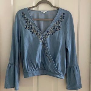 Aeropostale embroidered chambray tunic